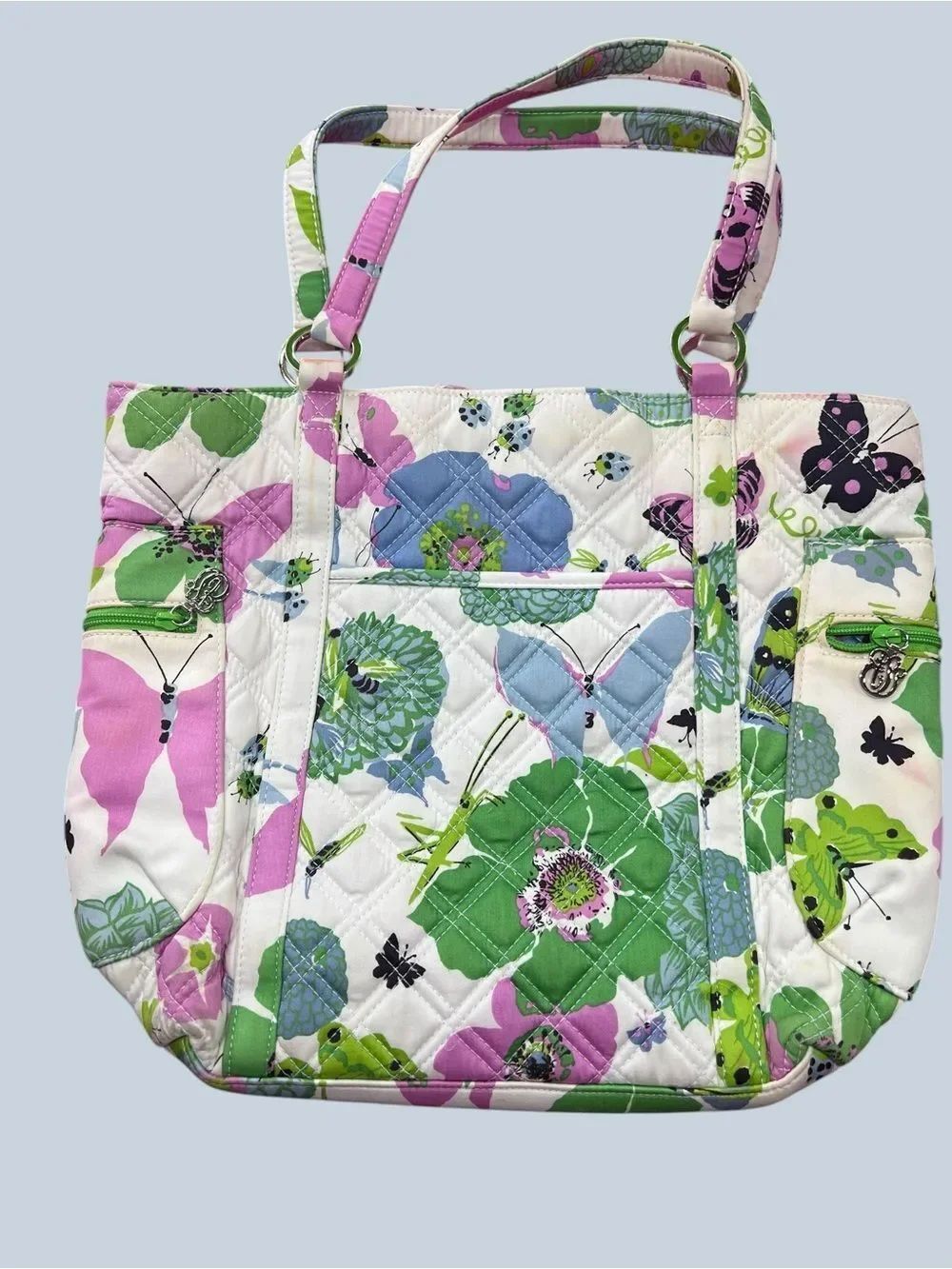 Vera Bradley Spring Butterfly Shoulder Bag in Green & Pink